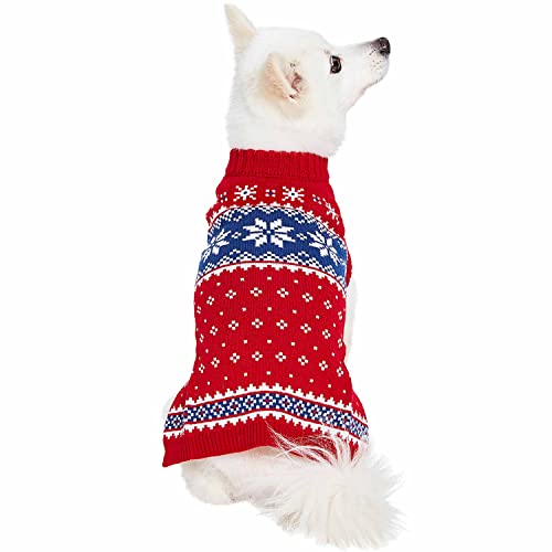 Christmas Snowflake Dog Sweater in Festive Red (12 inch (Pack of 1) / Snowflake - Festive Red)