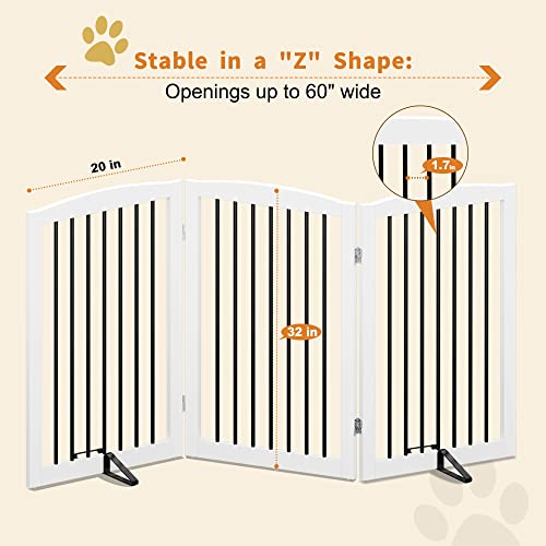 Freestanding Pet Gate for Dogs (32" Height-3 Panel / White & Black)