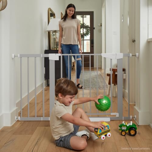 30 46" Baby Gate for Stairs (Gray / 30"-46" W x 30.5" H)