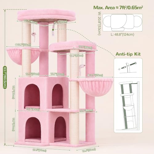 Cat Tree Tower for Indoor Cats Large Adult (Pink / XXL)