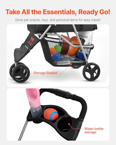 Pet Stroller 35 lbs Weight Capacity (3 wheels, For Pets up to 35lbs)
