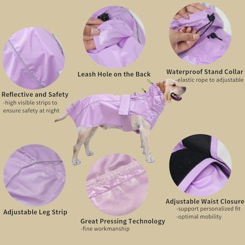 Adjustable Waterproof Dog Raincoat for Dogs (Light Purple / Medium)