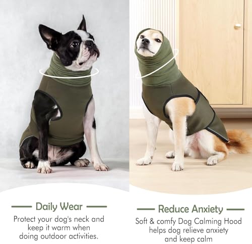Reflective & Soft Dog Anxiety Vest with Ear Wraps for Thunderstorm (Army Green / Small)