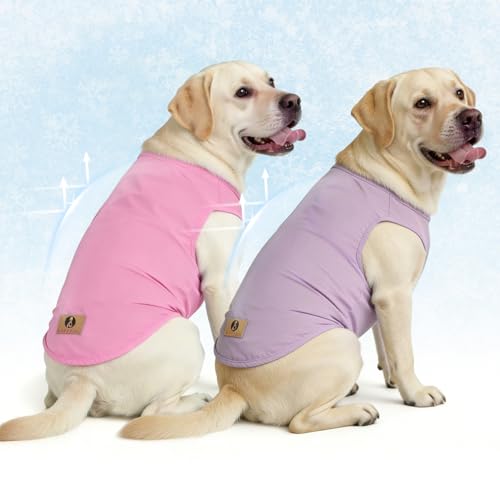 Cooling Sunblock Dog Clothes for Large Dogs (Pink&Purple / XX-Large(Chest 28", Back 22"))