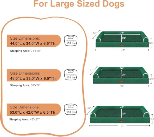 Orthopedic Dog Bed for XX (Emerald / 44.0"L x 34.0"W x 6.5"Th)
