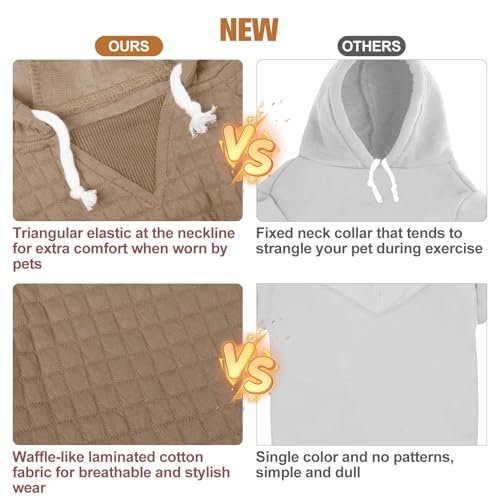 Dog Hoodies Sweater for Small Dogs (Khaki / S/M (Back: 14",Chest: 19", Neck: 12"))