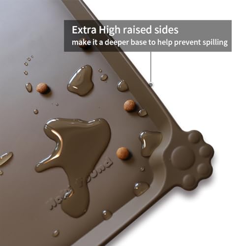 Large Silicone Pet Food Mats Tray (24" x 16" / Coffee)