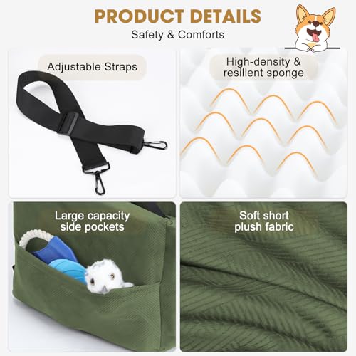 Dog Car Seats for Small Medium Dogs Under 35lbs (Green / Small/Medium)