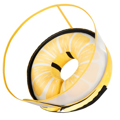 Inflatable Dog Cone Collar with Detachable Enhanced Anti (Lemon / L（neck 14"-18"）)
