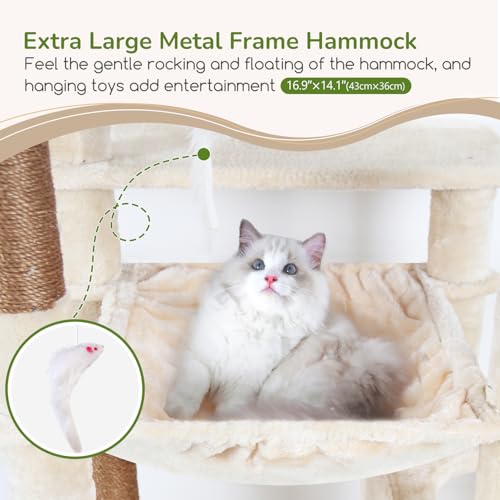 F70 Pro Heavy Duty Cat Tree Tower for Indoor Cats Large Adult (70inch / Beige)