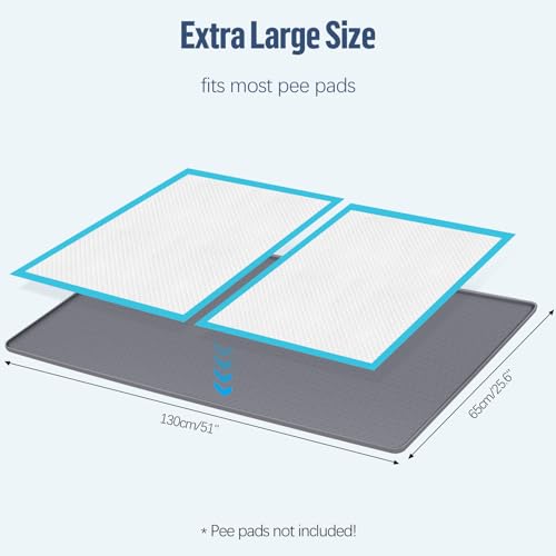 Pee Pad Holder for Dogs 51''x25.6'' Silicone Puppy Pee Pad Tray (Dark Grey)