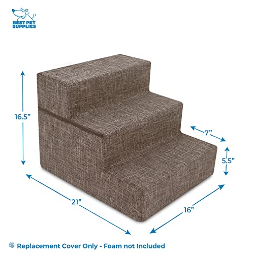 Dog Stairs & Steps (Brown Linen / H: 16.5 Inches (Foldable))