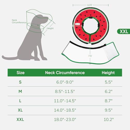 Sponge Dog Cone Collar Stop Licking After Surgery (Watermelon / XXL(Neck 18"-23"))