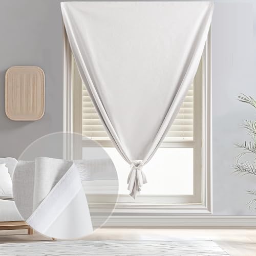 No Drill Blackout Curtains for Windows (White / 25"W x 40"H)