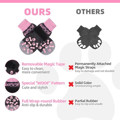 Dog Socks Shoes for Hot Pavement to Prevent Licking Paws (PINK / Medium (4 Pack))