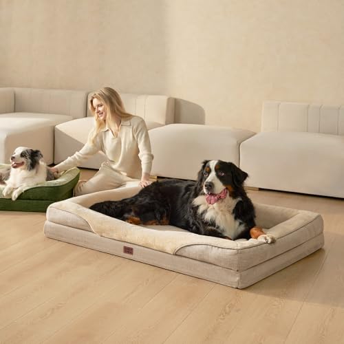 Orthopedic XXL Dog Bed for Large Dog (Beige / 52x41x8)