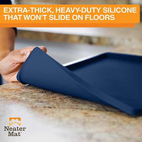 Neater Mat Pet Mats for Food and Water (24"L x 16"W / Dark Blue)