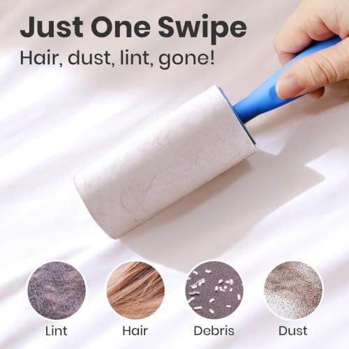 Extra Sticky Lint Roller Mega Value Set 900 Sheets for Pet Hair Removal and Clothes (10pack(900sheets+3hanldes))