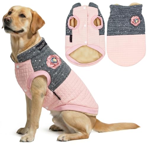 Dog Jacket Dog Pink Winter Coat (XL / Fancy Flower Quilted Jacket Pink)