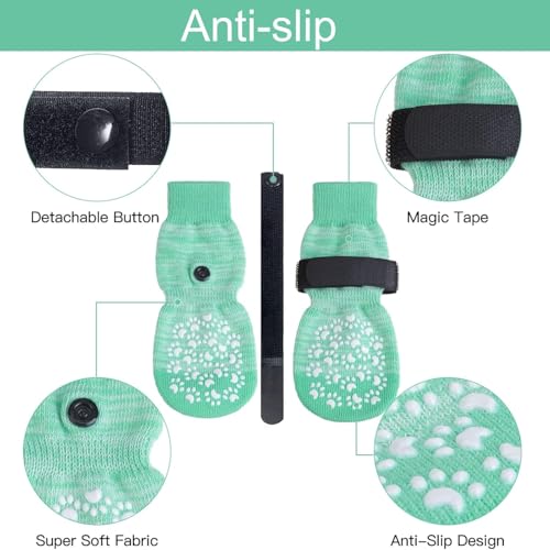 6PCS Anti Slip Dog Socks to Prevent Licking Paws (X-small (6 Count) / Green Cyan)