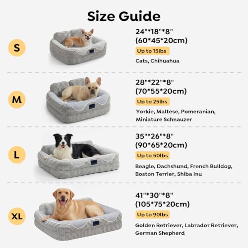 Square Dog Bed Medium Size Dog (Light Gray / 36"L x 26"W x 8"H)