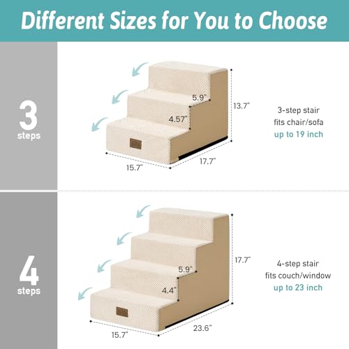 Dog Stairs for Small Dogs (Beige / 15.7x23.6x17.7 inch)