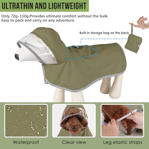 Dog Raincoat Lightweight Rain Jacket (Medium / Army Green - Ultra Light)