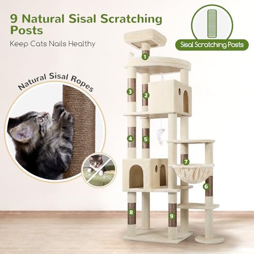 Giant Cat Tree for Indoor Large Cats (83inch / Beige)