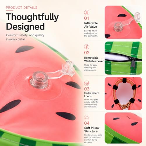 Inflatable Dog Cone After Surgery (Watermelon / M(12"-15"))