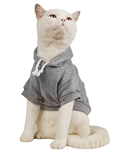Basic Dog Hoodie Sweatshirt Puppy Sweater Warm Cat Costumes Pet Clothes for Chihuahua Puppy Kitten Small Medium Dogs Light Grey Large (Large / Light Grey)