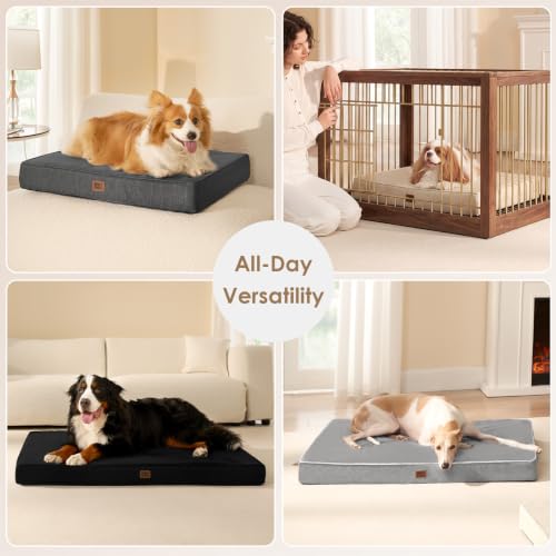 XL Memory Foam Dog Crate Mat Washable (Beige / 41*27*3.5 Inches)