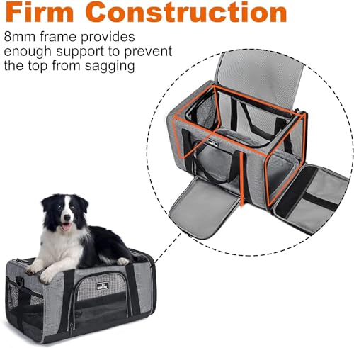 Cat Carrier Soft for Medium or Large Cats for Car Travel Camping (19.3"L x 13"W x 13"H / 1.0 Grey)