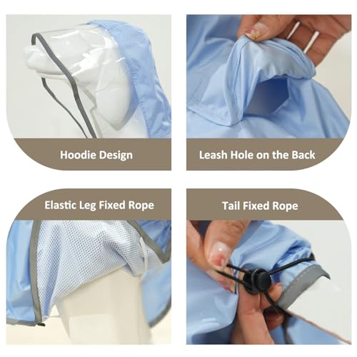 Dog Raincoat Waterproof (Light Blue / XX-Large(55-77lb))