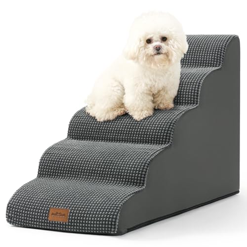 Wide Dog Stair for Small Dog 22.6" H (Charcoal Grey / Wide:17.7"x33"x22.6")