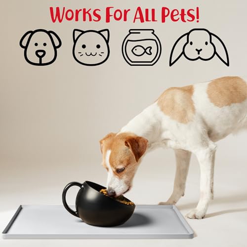 Dog Food Mat Waterproof Dog Bowl Mat for Food and Water (Large: 24" x 16" / Mist)