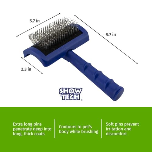 Tuffer Than Tangles Slicker Brush for Dog Grooming with Long (Medium Size Firm Pins)