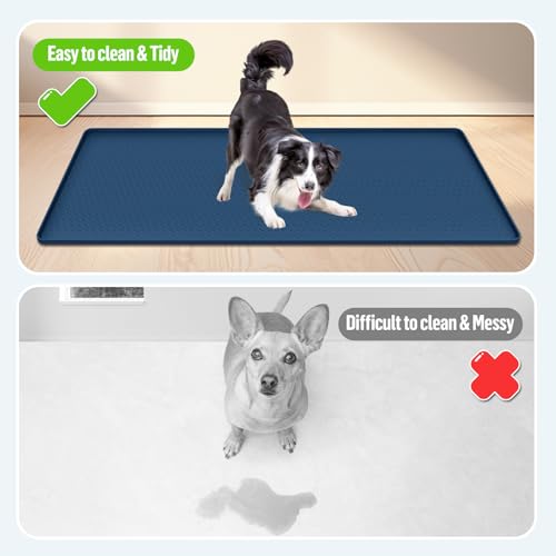 Pee Pad Holder for Dogs 51''x25.6'' Silicone Puppy Pee Pad Tray (Blue)