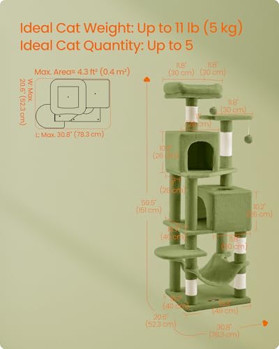 Cat Tree 59.5 (59.5 Inches / Grass Green)