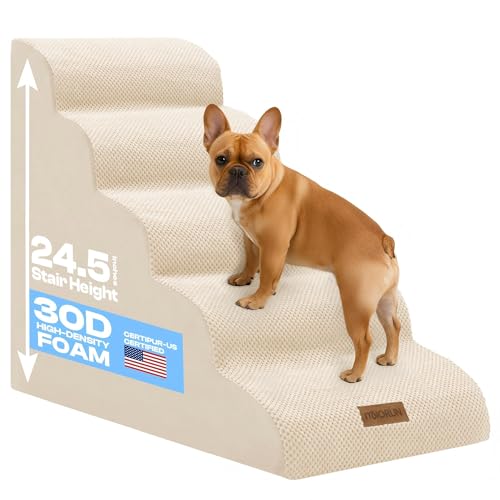 Dog Stairs for High Beds (Beige / Stairs 24.5"H)