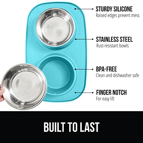 Dog Bowl with Feeding Mat (Turquoise / 3 Cup Bowls)