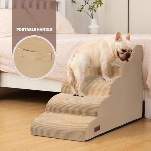 Dog Stairs for High Bed (Khaki / Standard 5-Step 22.2"H)
