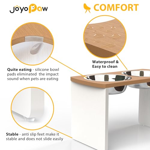 Elevated Dog Bowls (Teak - White / X Large: 13'' Tall-68 oz Bowl)
