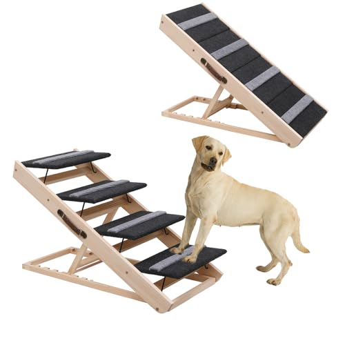 Upgrade 2-in-1 Pet Ramp Dog Stair,Folding Pet Stairs,Portable Dog Ramp for Small&Large Old Animals with Non-Slip Surface,Dog Ramp for Bed,Couch and Car,11.8" to 23.6" Height Adjustable(40×17.7) (40×17.71)