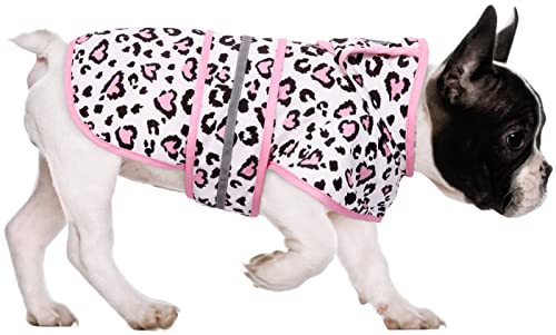 Dog Raincoat with Hood & Leash Hole S (Small / Leopard Hearts)