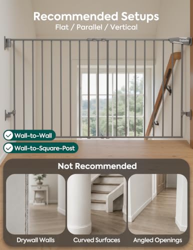 31.5 55" Extra Wide No Bottom Bar Baby Gate (Grey - B17 / 28" H, 31.5-55" W- Extra Wide)