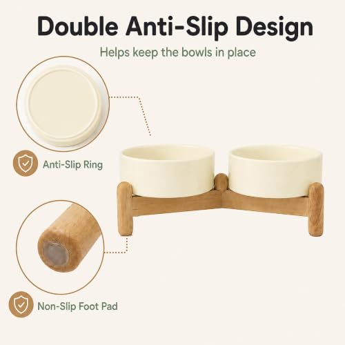 Ceramic Dog Bowls Elevated (Light Yellow)