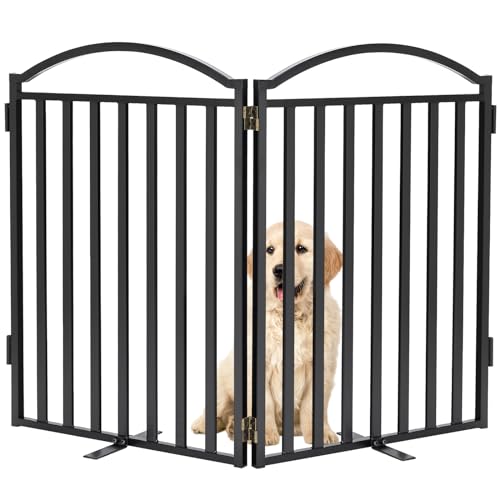 Metal Freestanding Dog Gates (Black / 48''W × 32''H)
