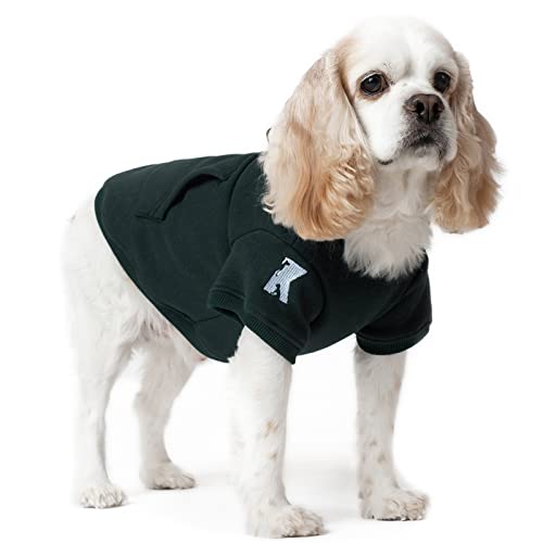 Dog Hoodie Fleece Puppy Clothes Warm Sweater with Hat for Small Medium Dogs Cat Hooded Shirt Kitten Pet Basic Sweatshirt with Pocket Doggie Soft Winter Coat Apparel (3XL-(26~38lb) | Chest(~26.8") / Green)