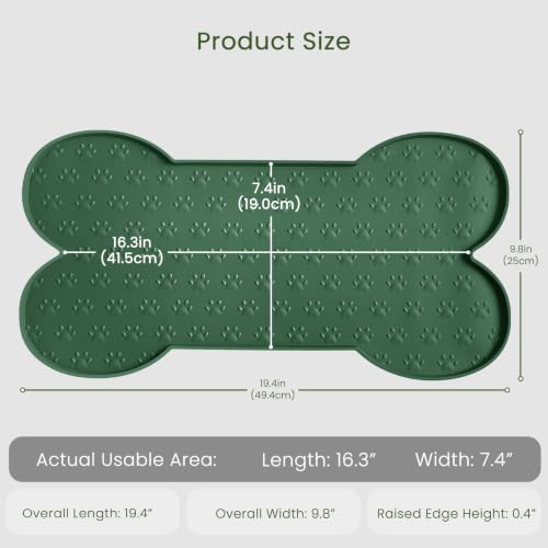 Dog Food Mat Anti (19.4" x 9.8"-2PCS / Hunter Green)