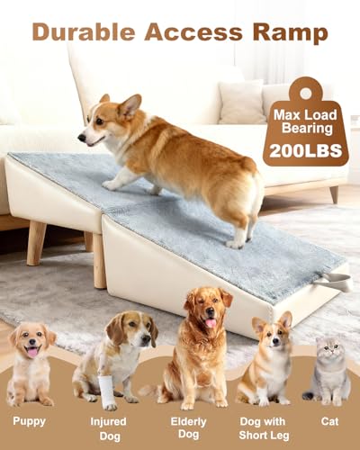 Dog Ramp for Couch Sofa&Low Bed (Grey / 13.5" H)